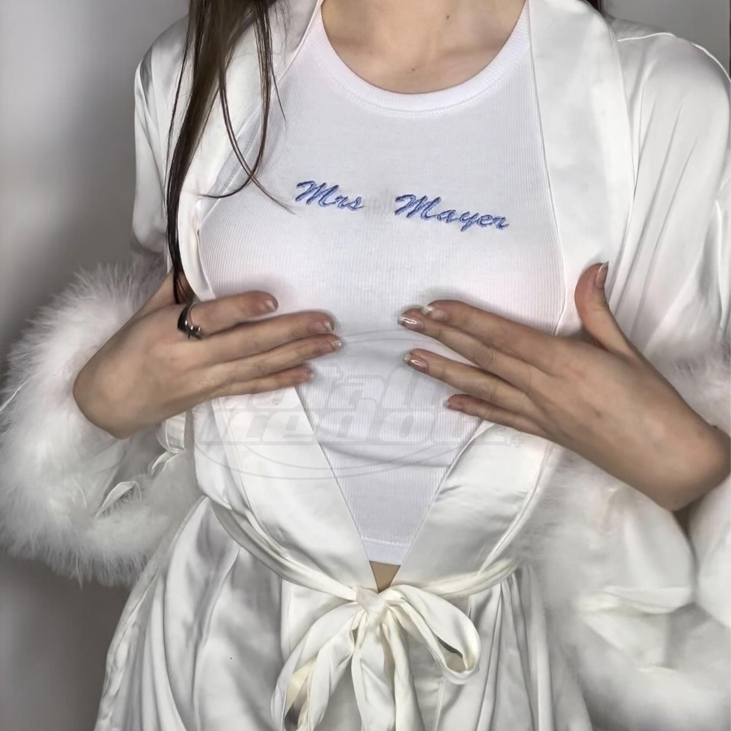 Custom Mrs. Bride Embroidered Ribbed Tank Top, Bridal Shower Gift