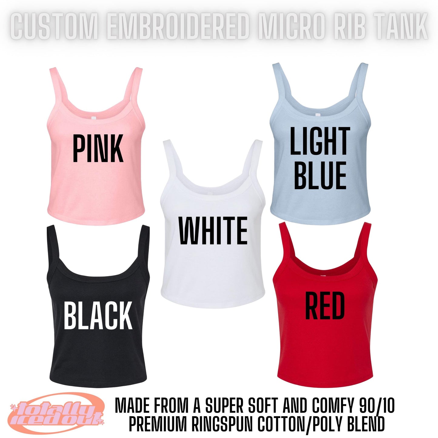 Custom Embroidered Spaghetti Strap Tank Top, Bridal Bachelroette Gift