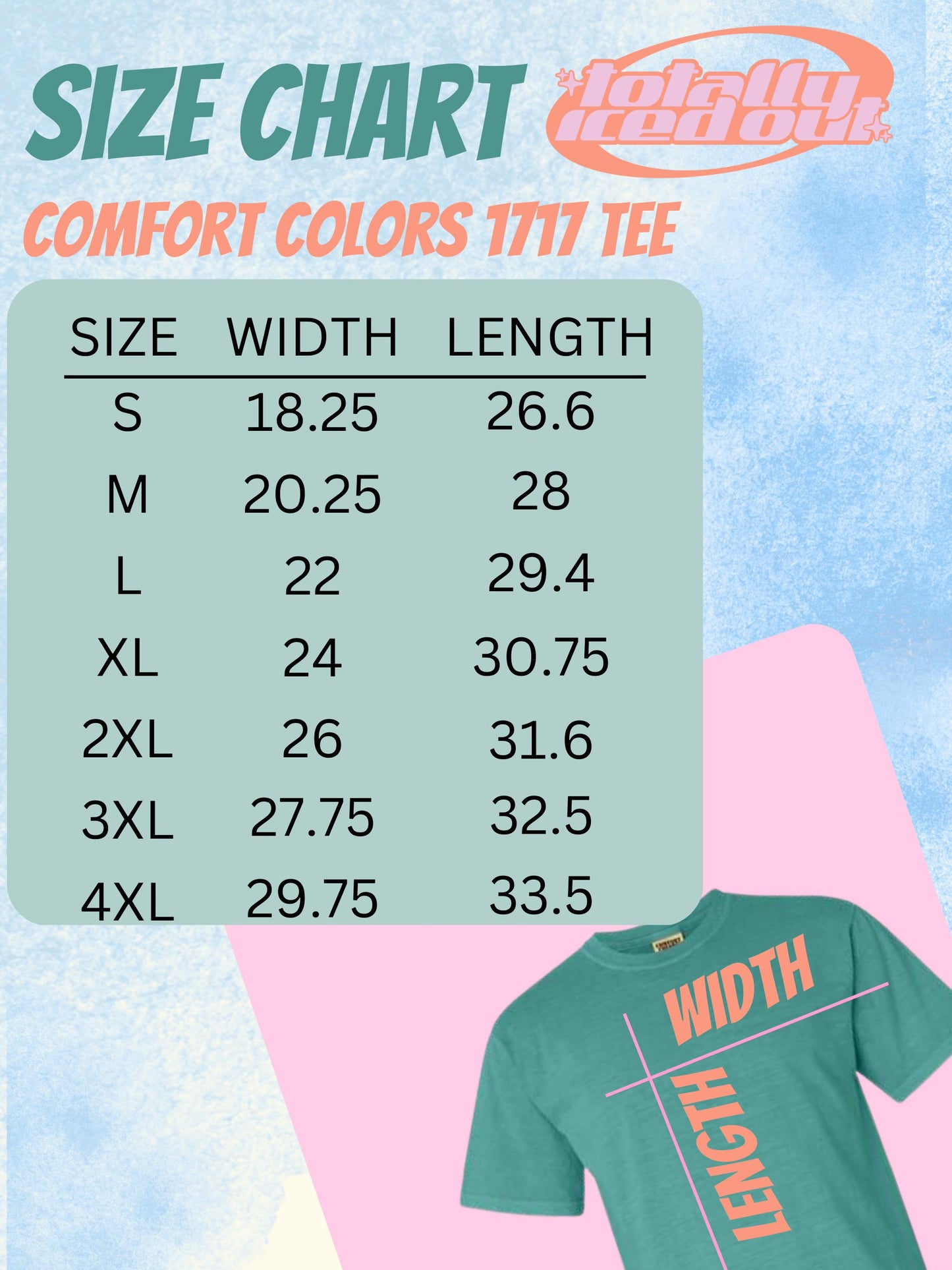 the size chart for a t - shirt with a picture of a woman's