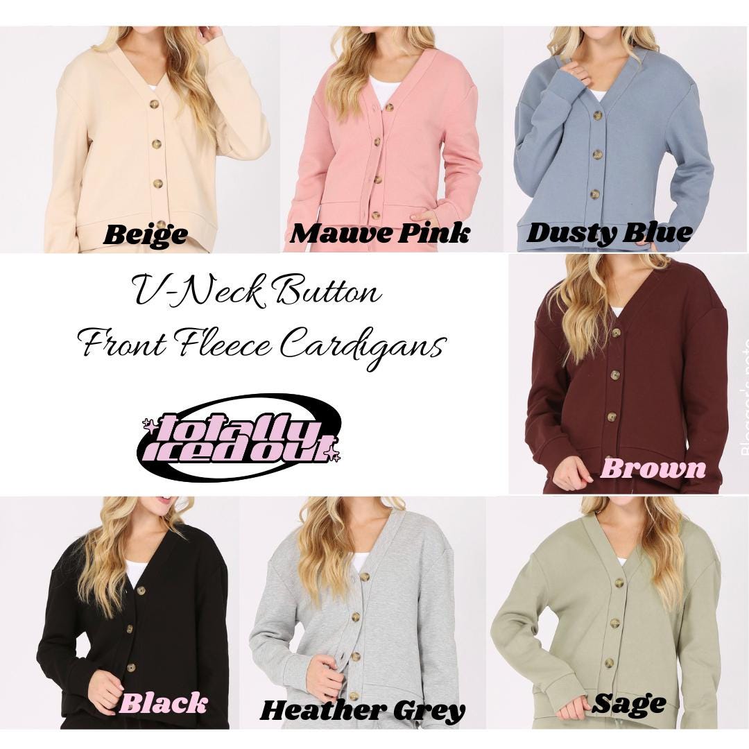 Custom Dog Photo Fleece Button Front Fleece Cardigan