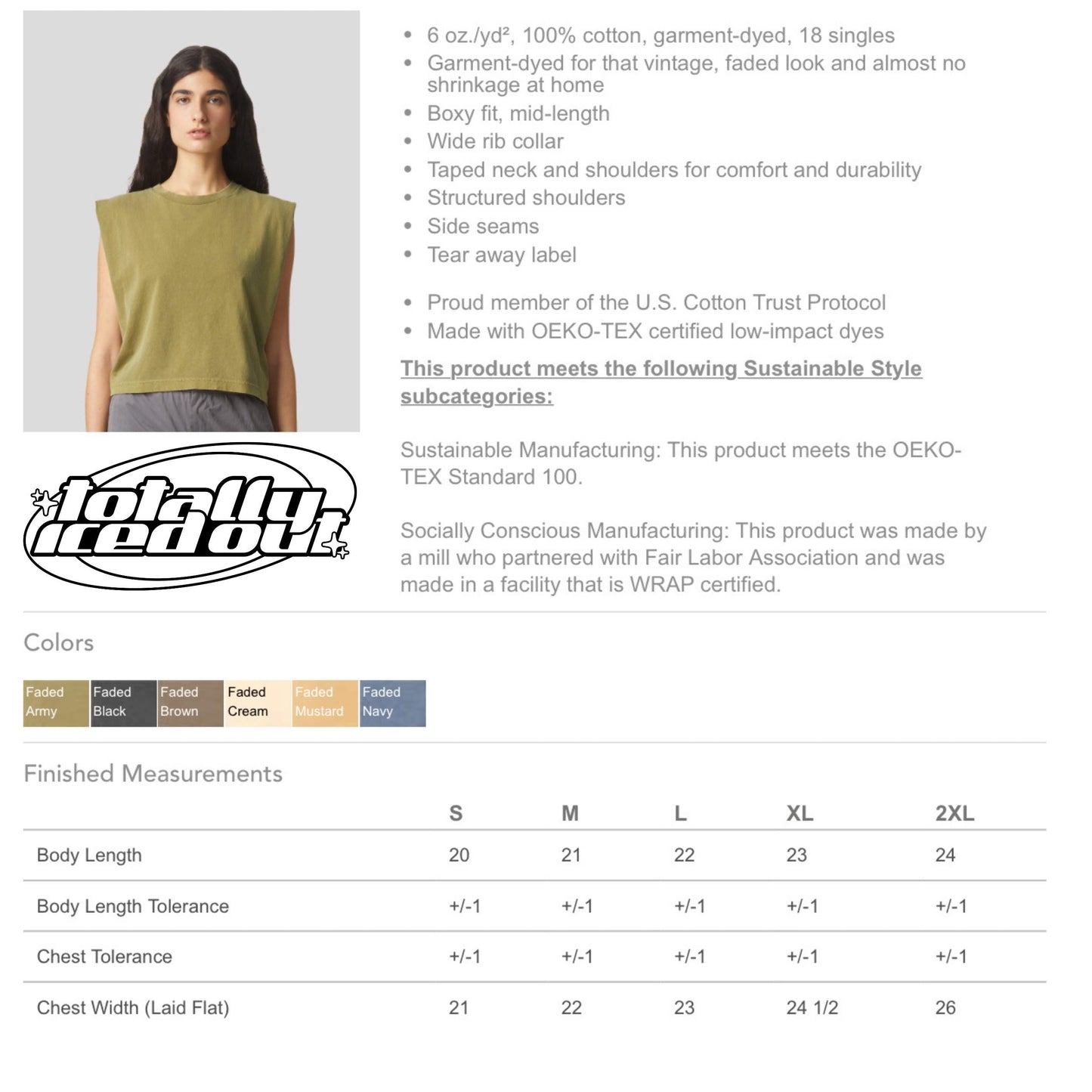 a women's tank top sewing pattern with measurements