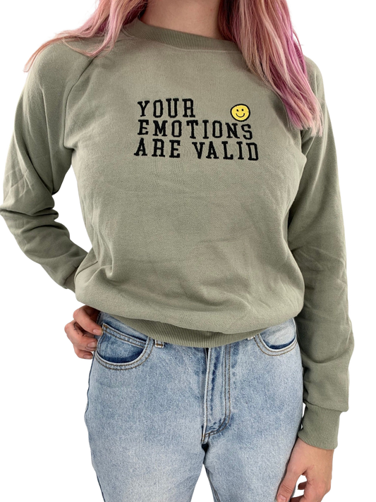 Your Emotions Are Valid Embroidered Crewneck