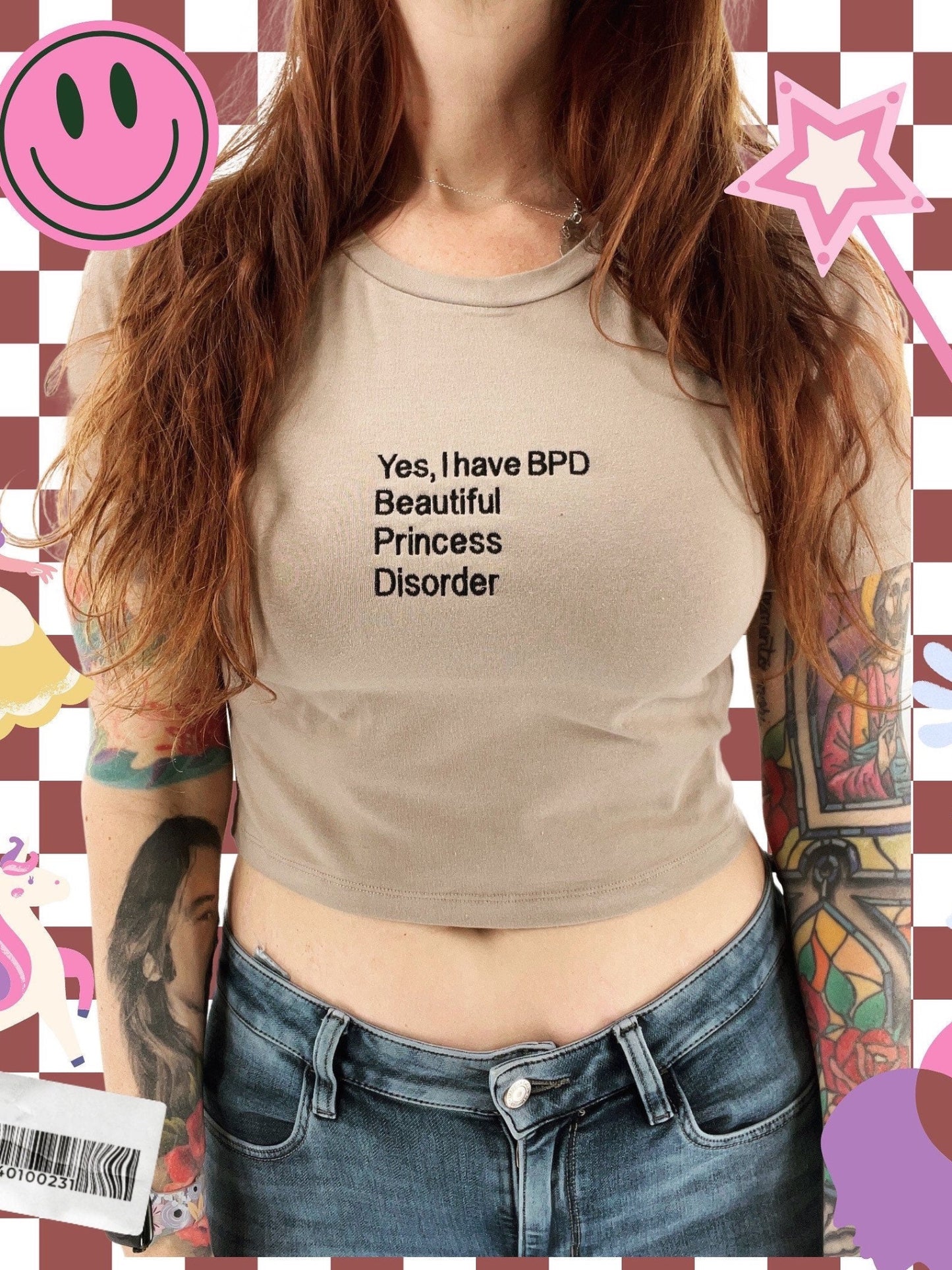 Yes I Have BPD Embroidered Crop Top