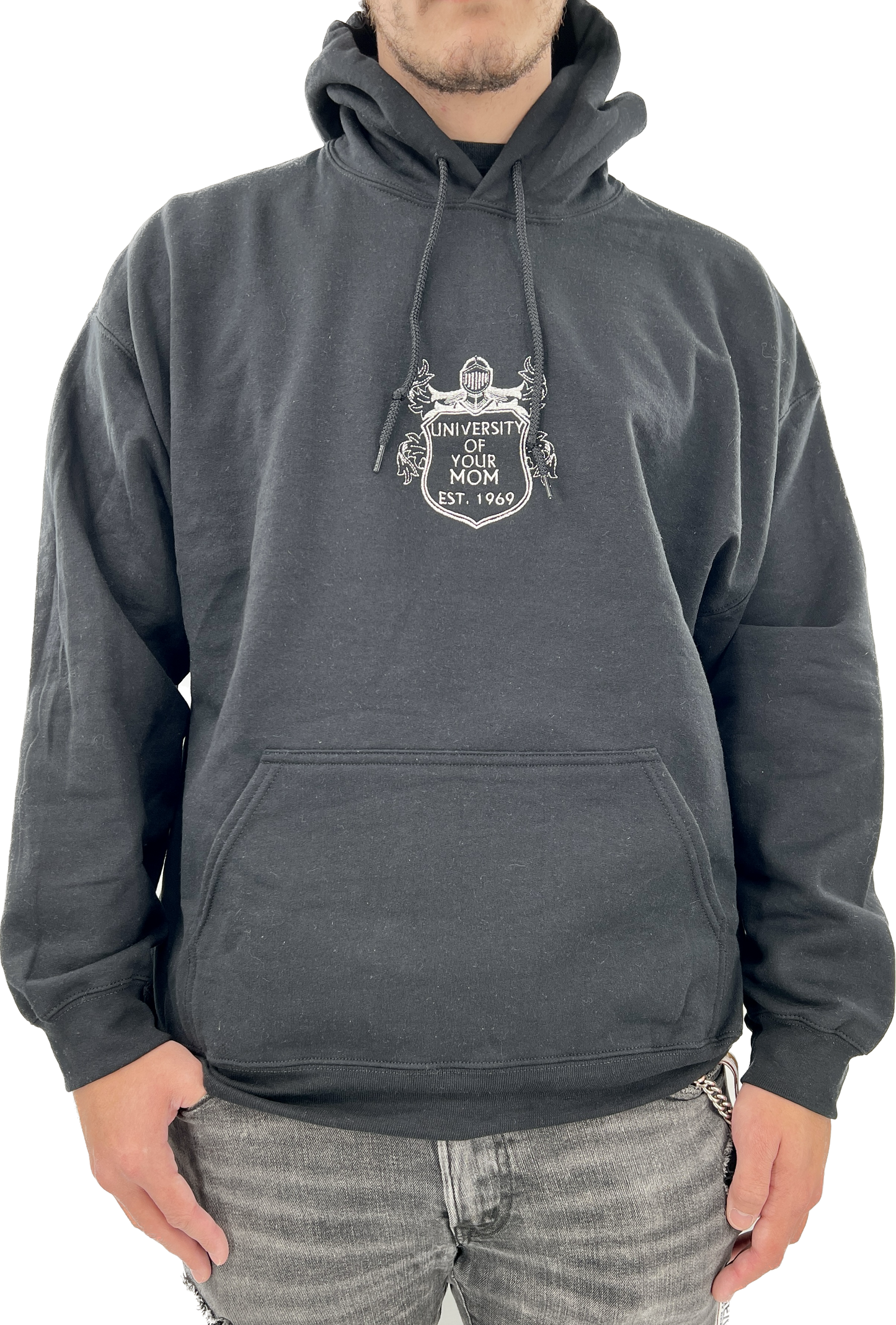 University of Your Mom Embroidered Crest Crewneck