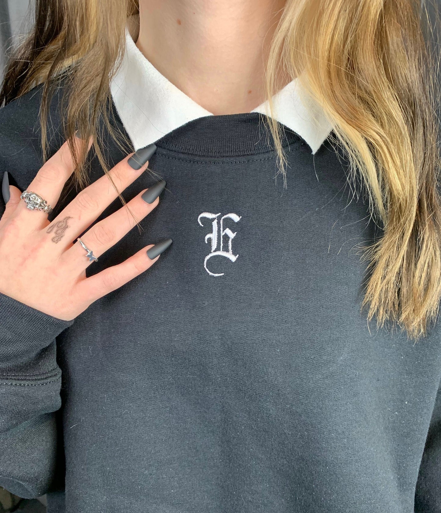 Custom Old English Initial Crewneck Sweatshirt | Gift For Her | Gift For Him |Edgy Personalized Gifts |Baddie Gift | Personalized Shirt