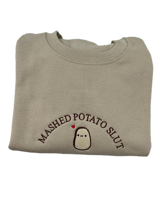 Mashed Potato Slut Emroidered Crewneck Sweatshirt