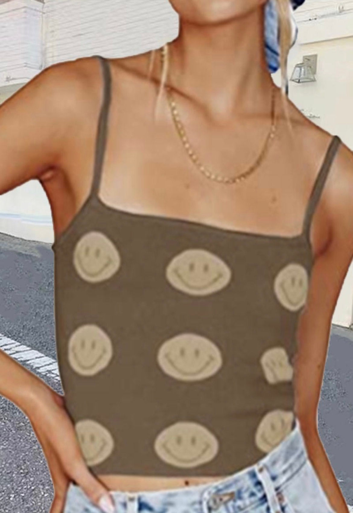 Smiley Face Fuzzy Cami Top