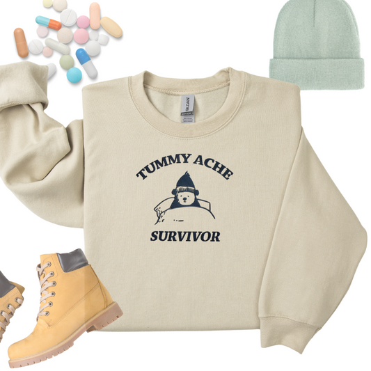 a sweater, beanie, boots, and a beanie hat