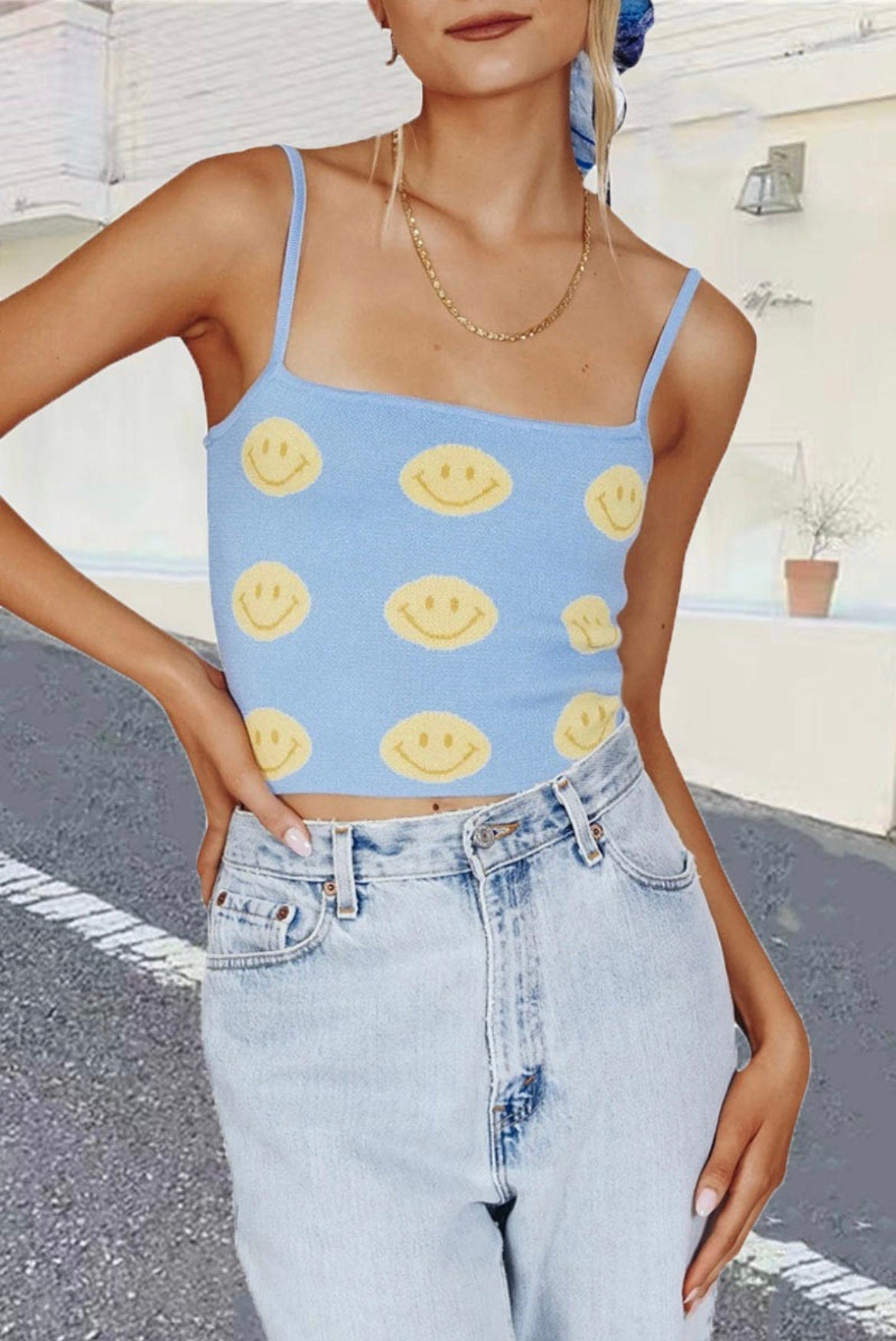 Smiley Face Fuzzy Cami Top