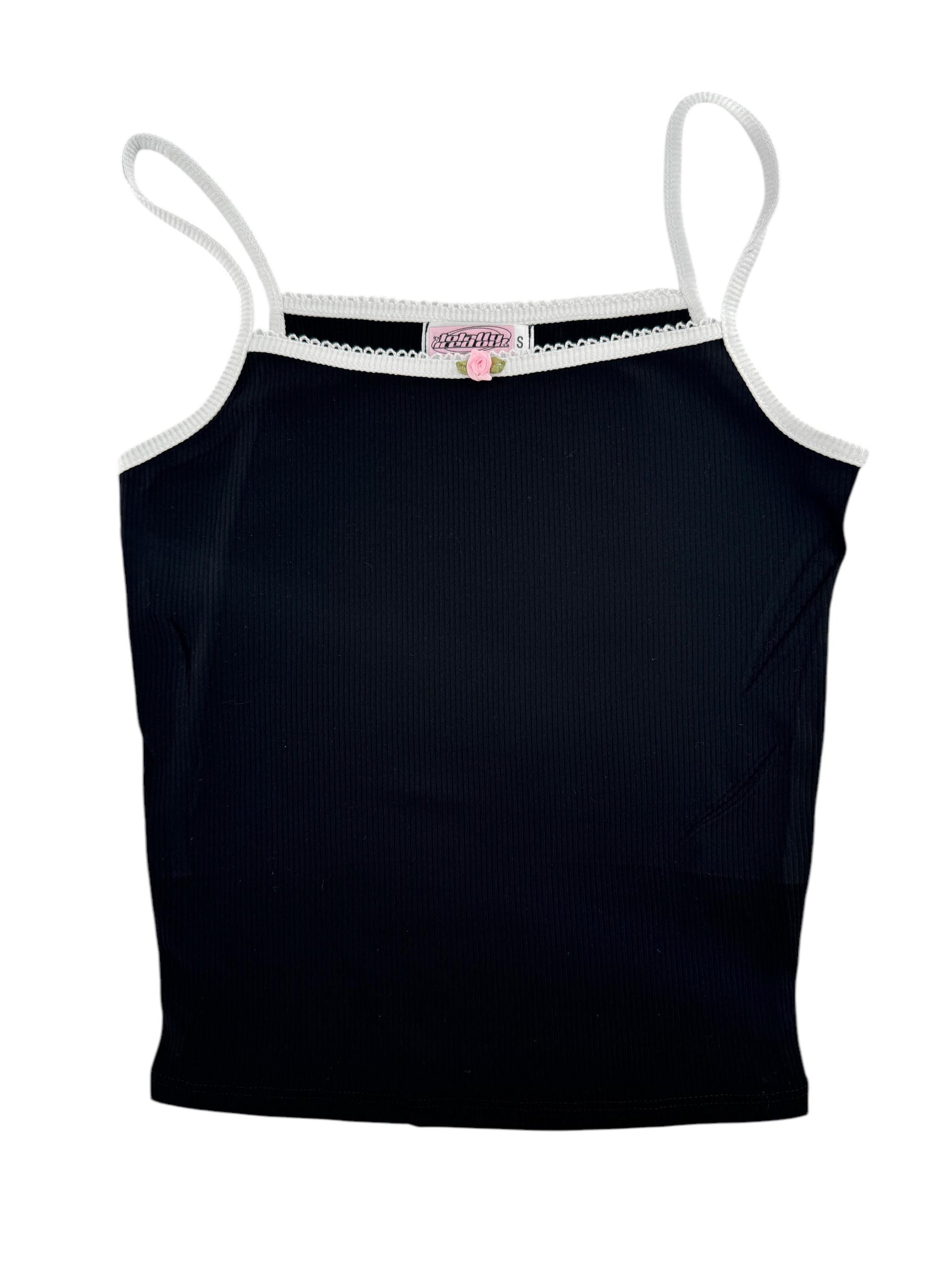 a women's tank top with white straps