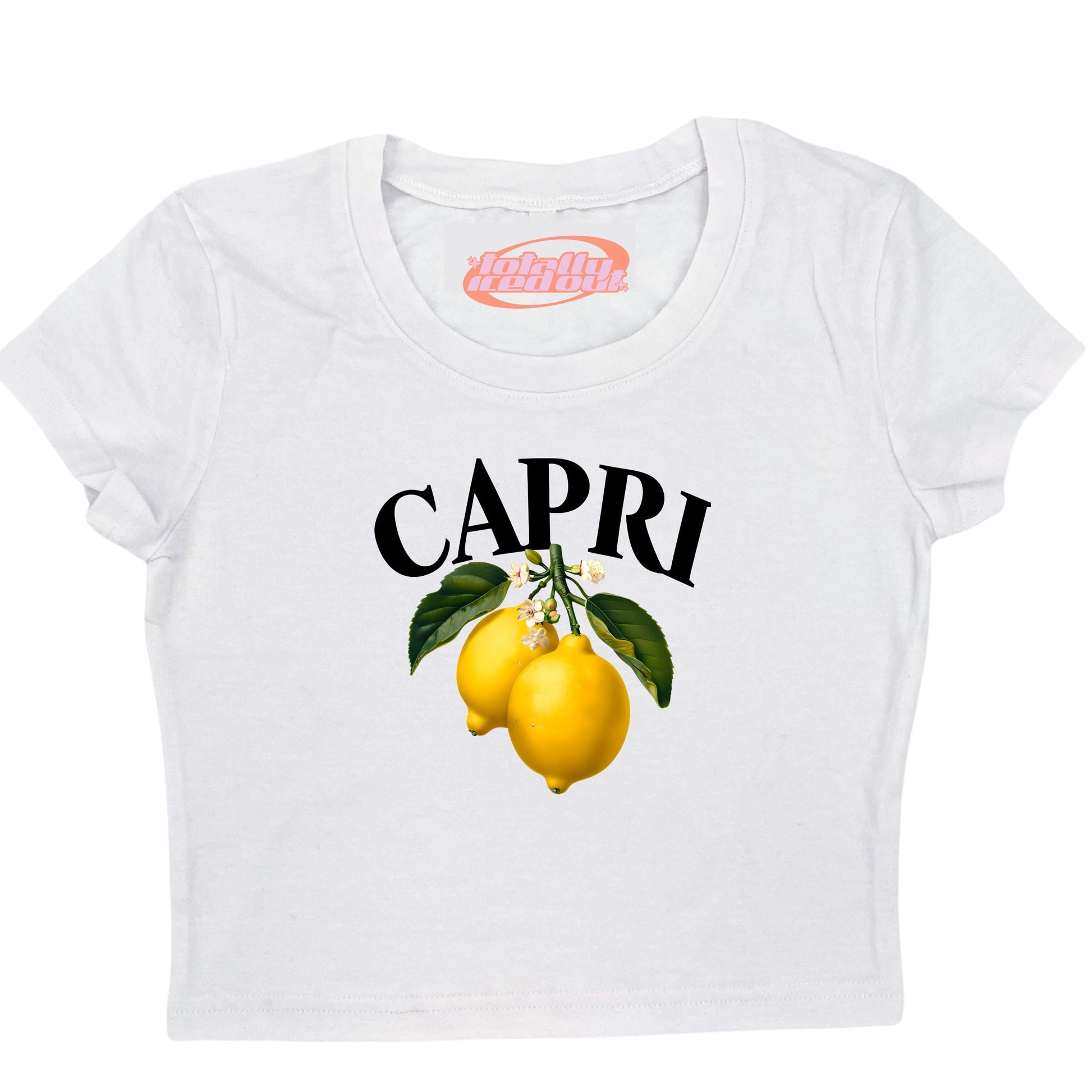a white t - shirt with a picture of two lemons on it