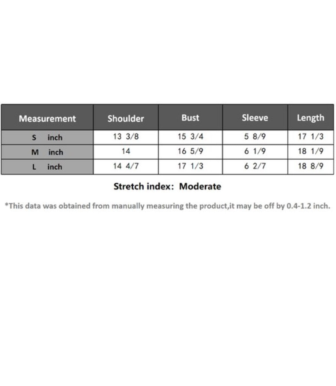 a table with measurements and measurements for different items