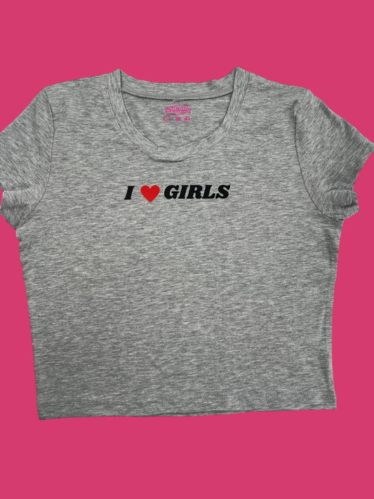i love girls t - shirt on a pink background