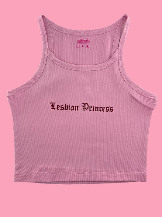 a pink tank top that says lesbian princess