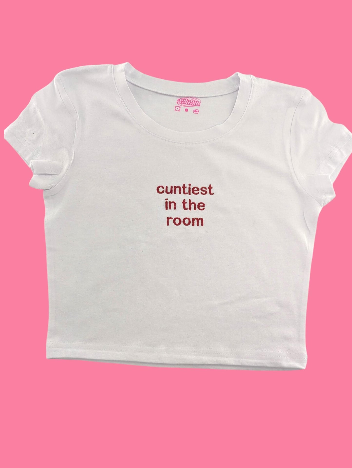 a white t - shirt with the words&#39;cuntfest in the room &#39;