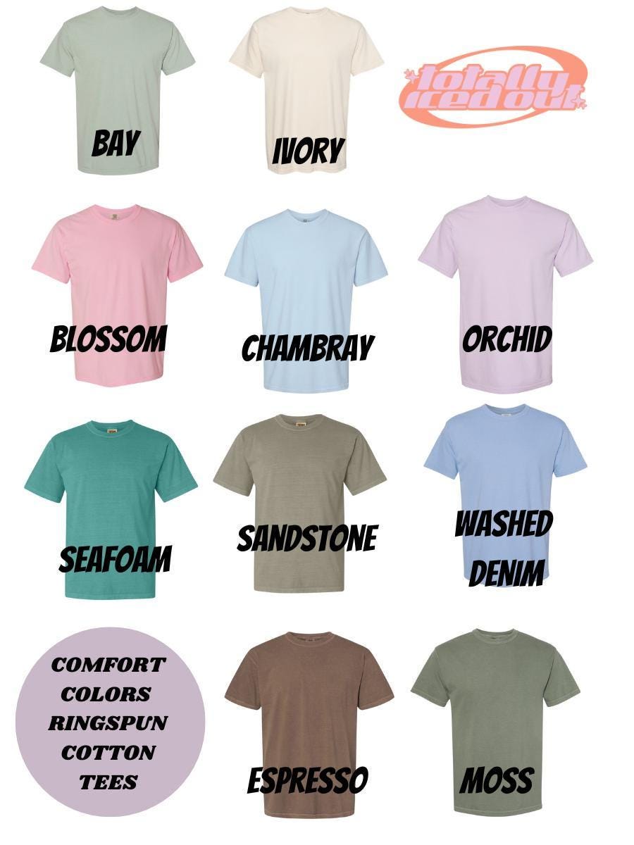 a bunch of different colored shirts that say different colors