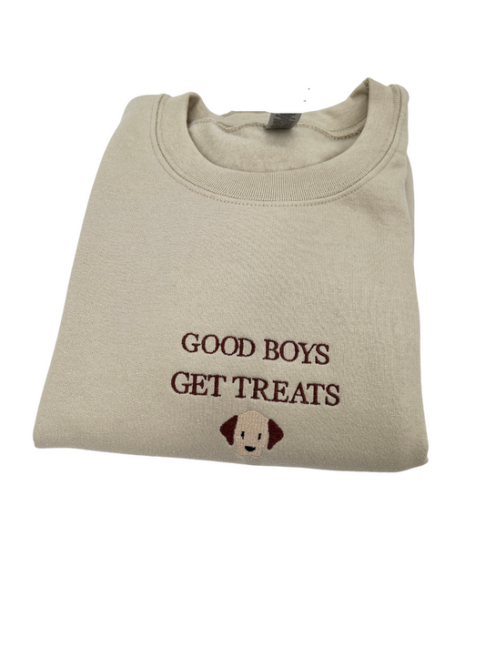 Good Boys Get Treats Embroidered Crewneck Sweatshirt