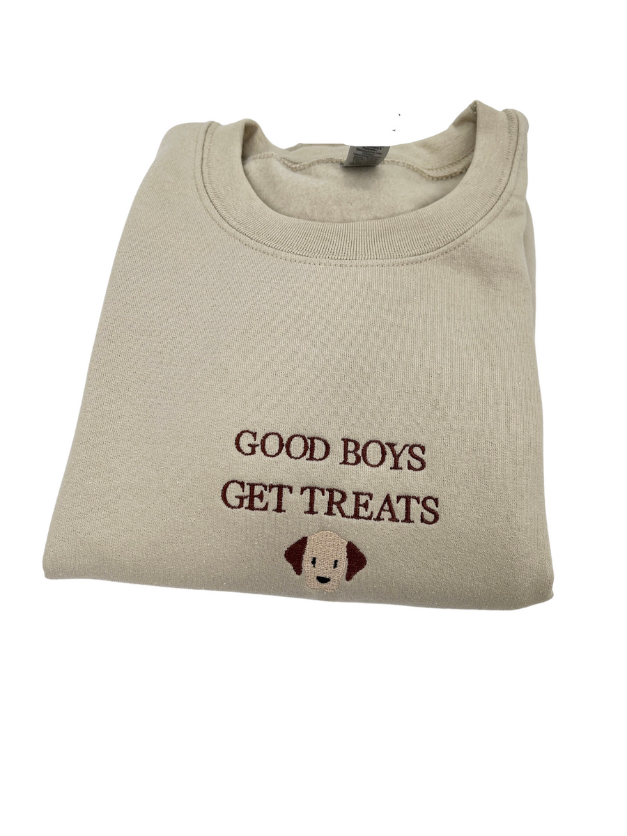 Good Boys Get Treats Embroidered Crewneck Sweatshirt