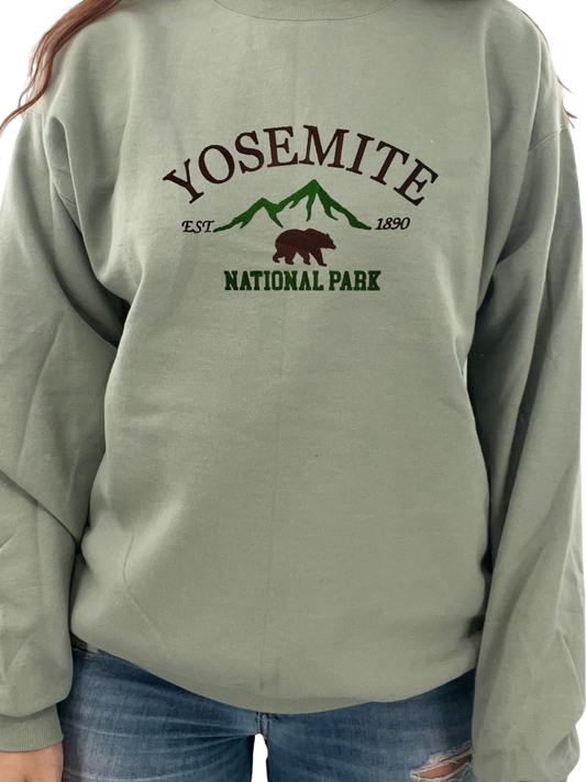 Yosemite National Park Embroidered Crewneck