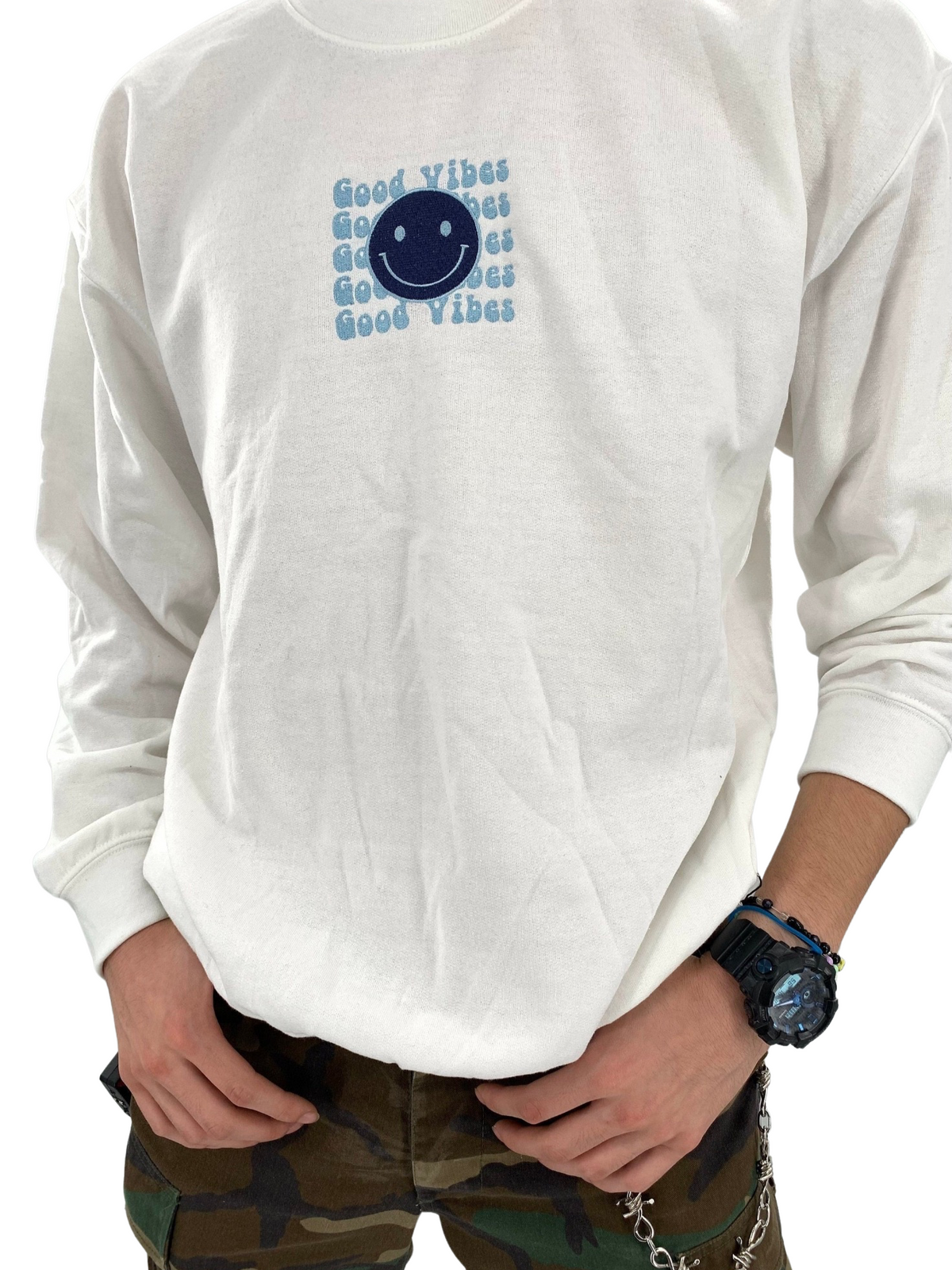 Good Vibes Embroidered Unisex Crewneck