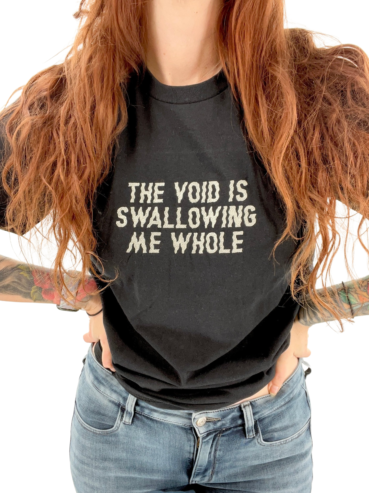 The Void Is Swallowing Me Whole Unisex Embroidered T-Shirt or Crewneck Sweatshirt