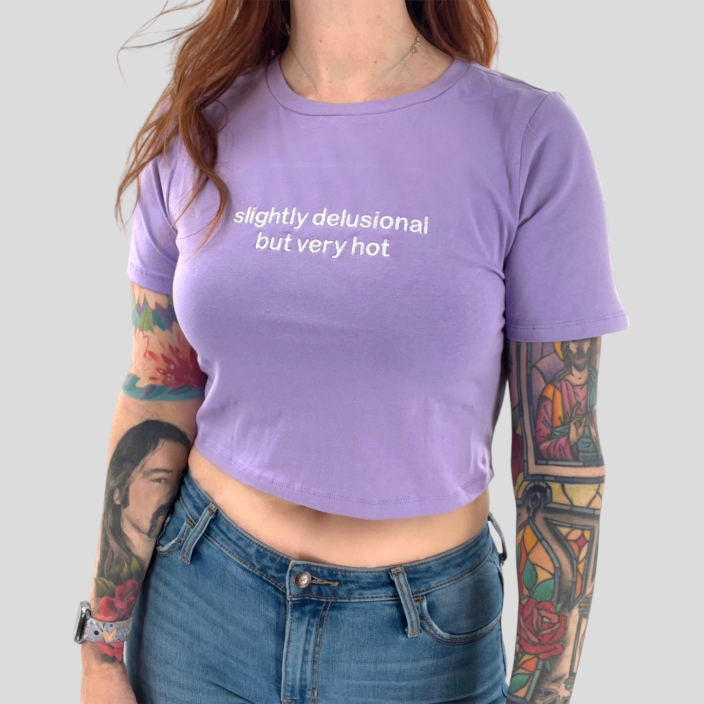 Slightly Delusional But Very Hot Embroidered Crop Top