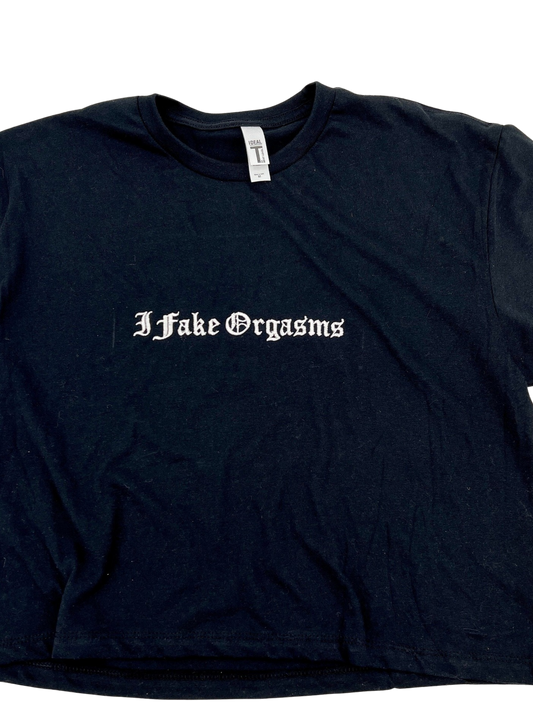 I Fake Orgasms Embroidered Crop Top