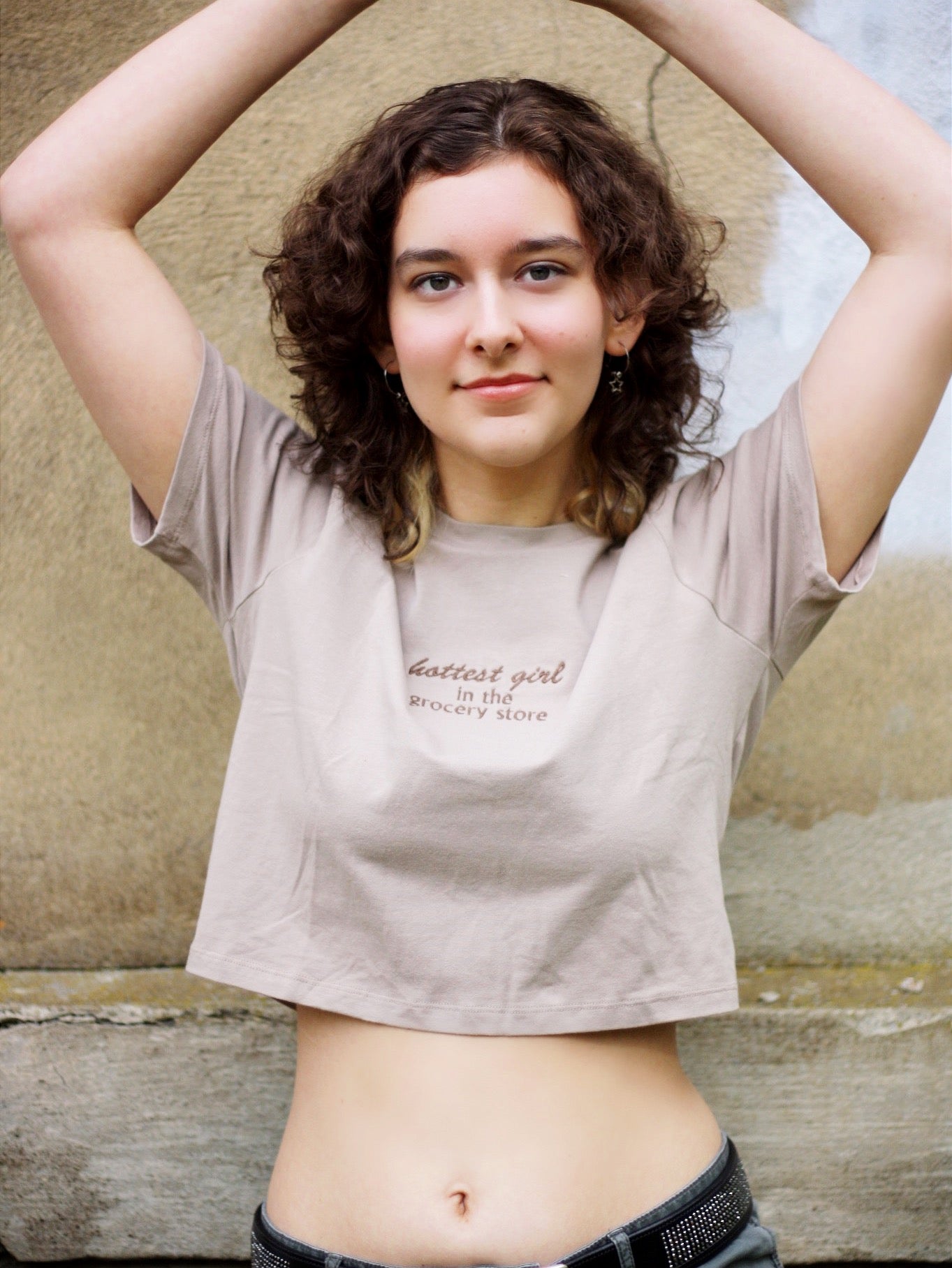 Hottest Girl In The Grocery Store Embroidered Crop Top