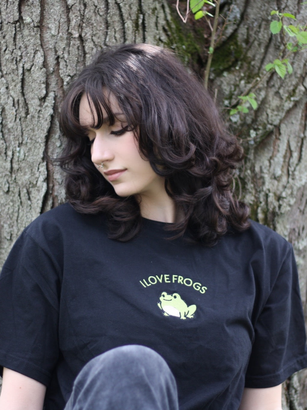 I Love Frogs Embroidered Cropped Tee