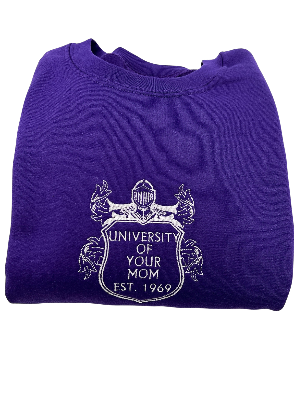 University of Your Mom Embroidered Crest Crewneck