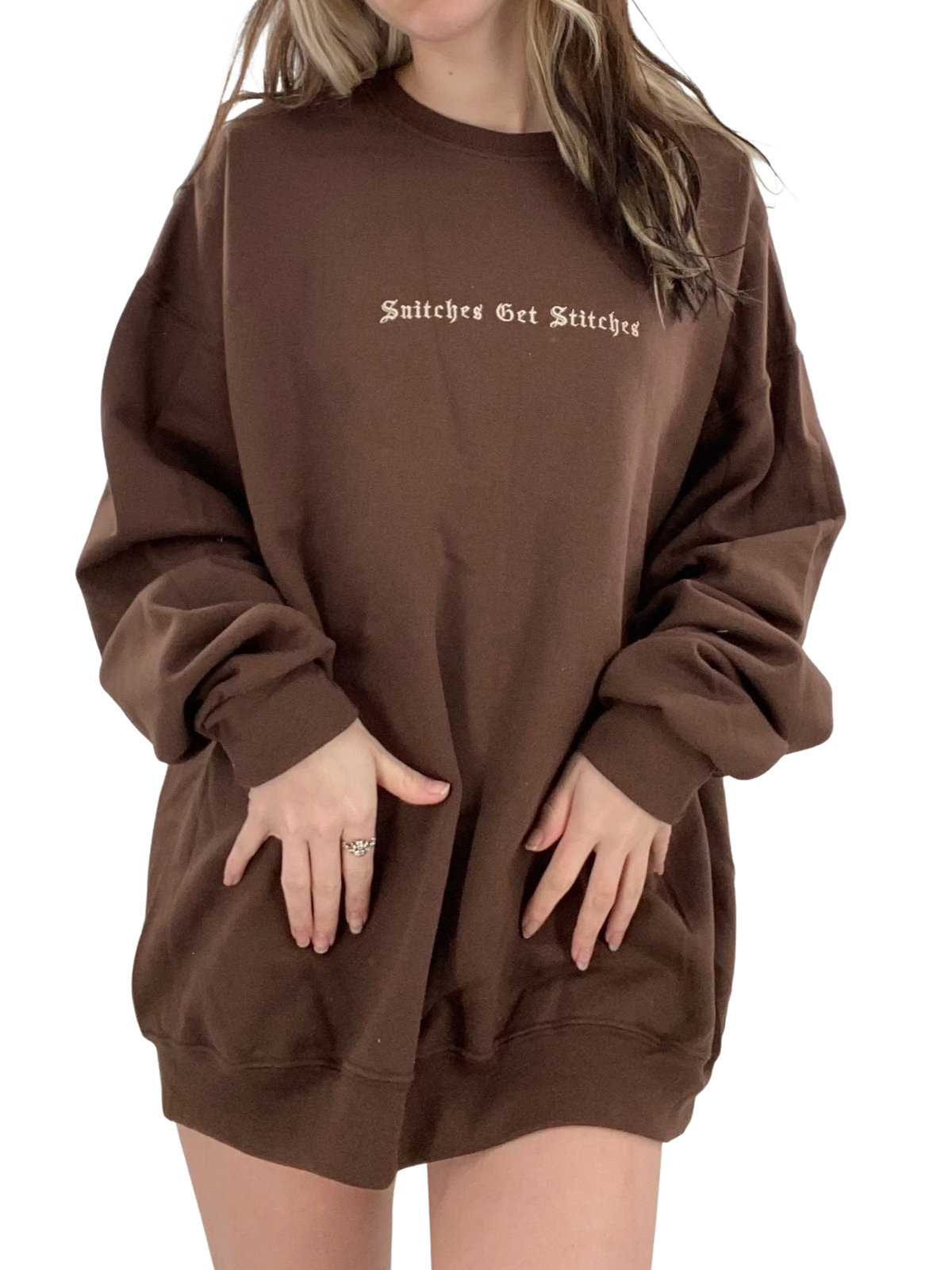 Snitches Get Stitches Embroidered Crewneck or Hoodie