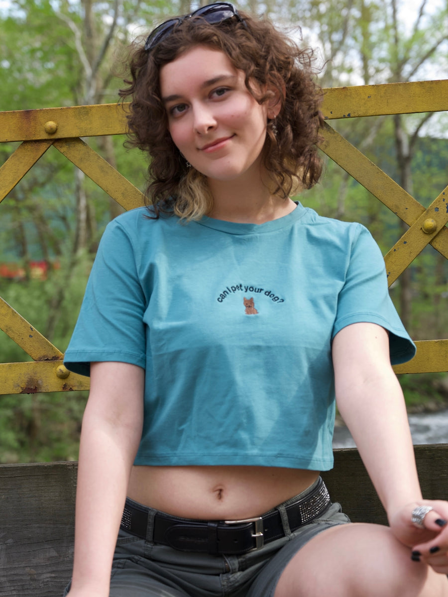 Can I Pet Your Dog? Embroidered Crop Top
