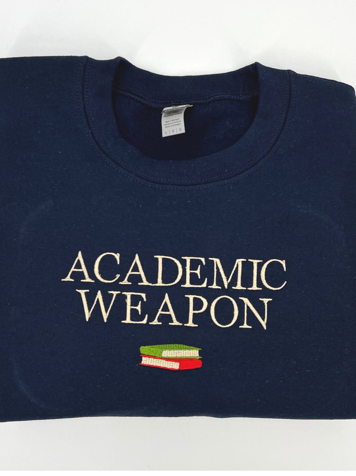 Academic Weapon Embroidered Unisex T-Shirt or Crewneck Sweatshirt