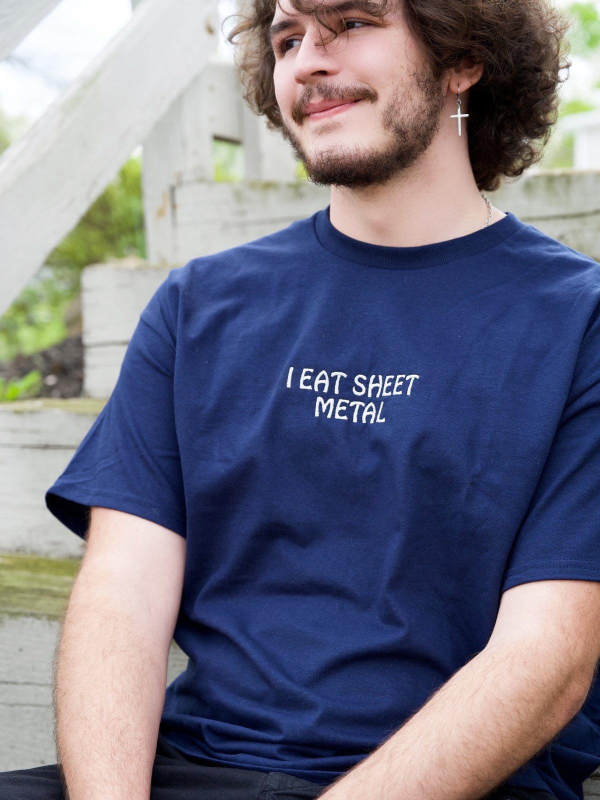 I Eat Sheet Metal Embroidered T-Shirt or Crewneck