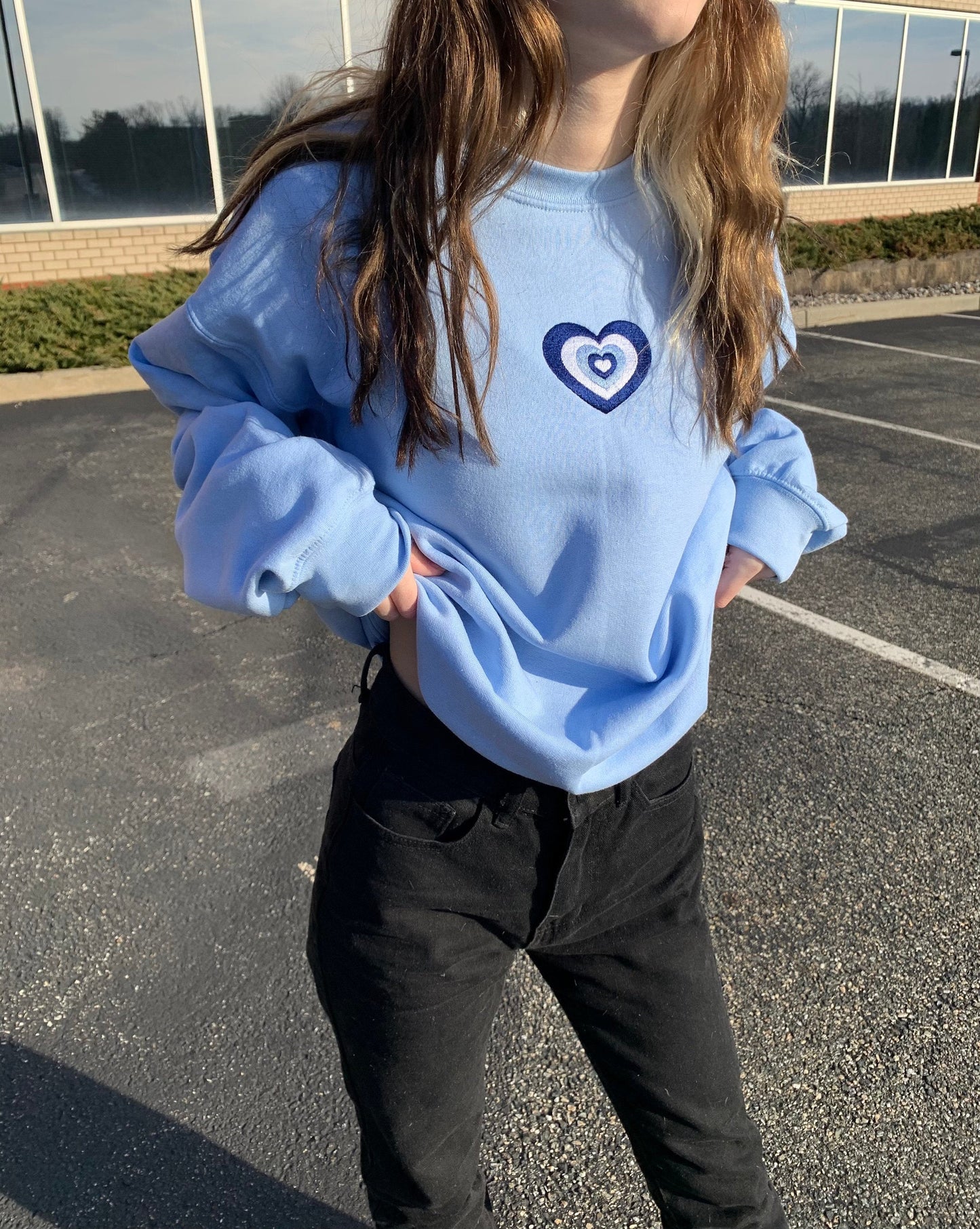 Heart Embroidered Crewneck