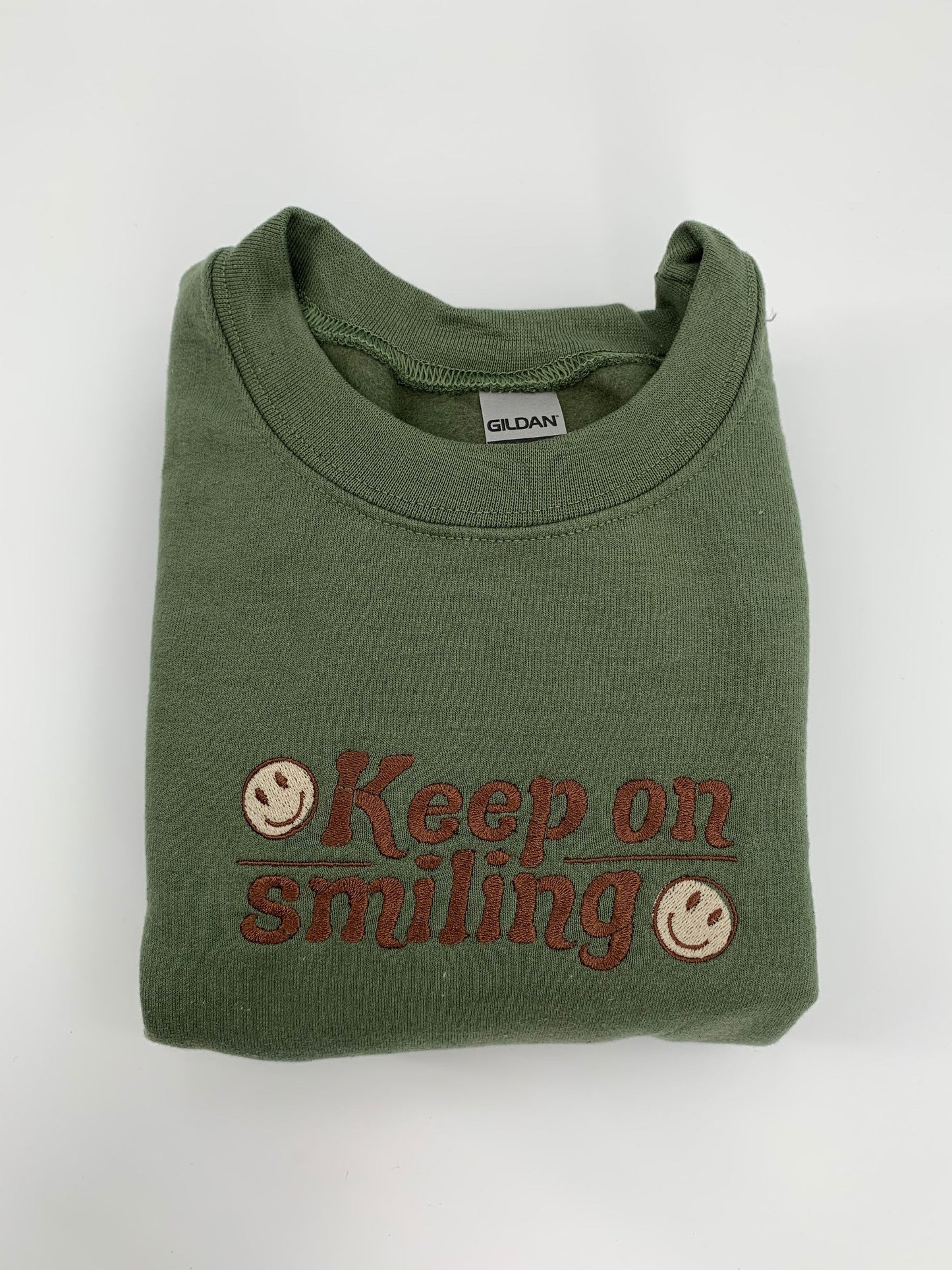 Keep On Smiling Embroidered Crewneck Sweatshirt