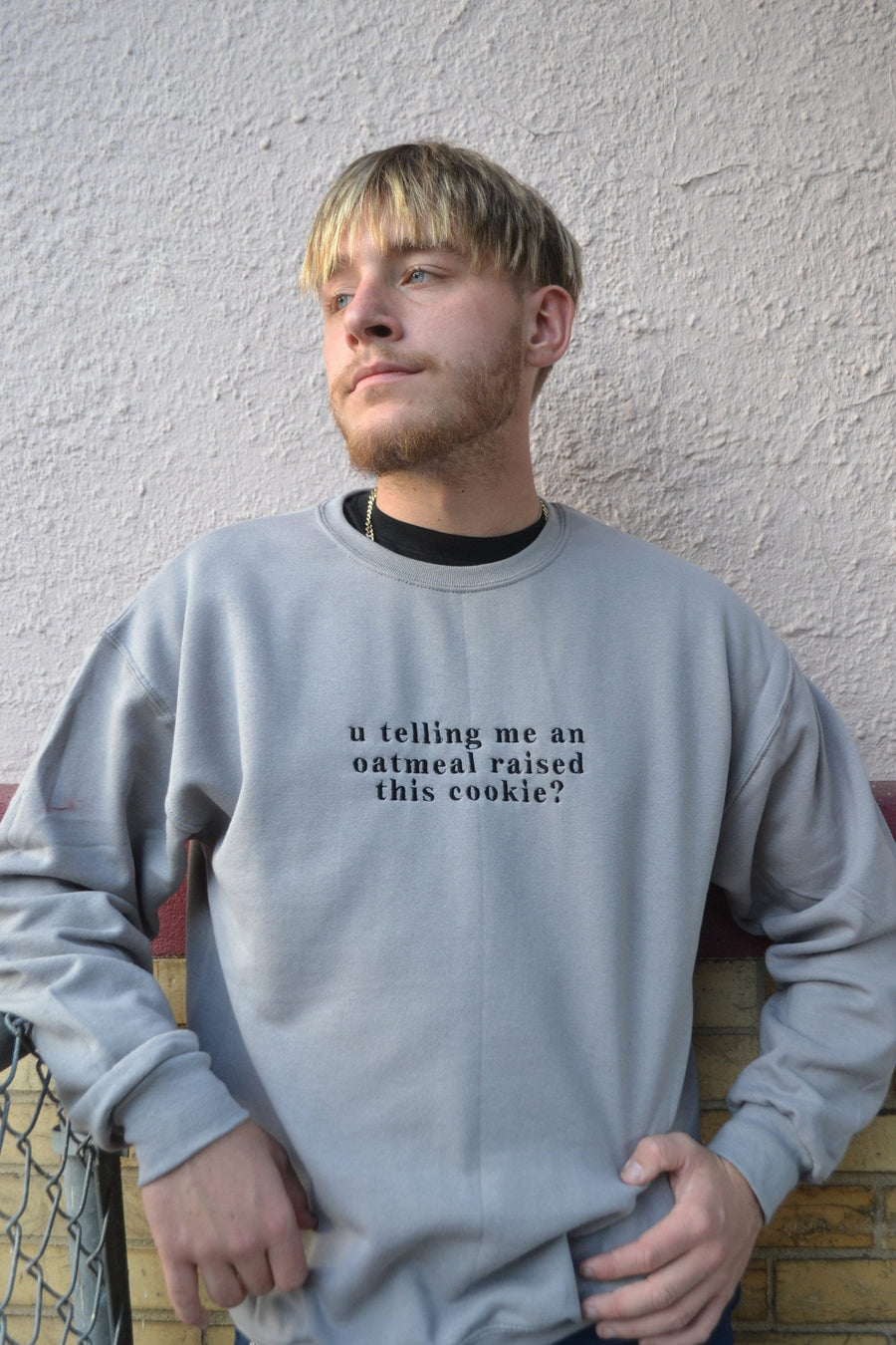 You Telling Me An Oatmeal Raised This Cookie Embroidered Crewneck- Unisex Sweatshirt