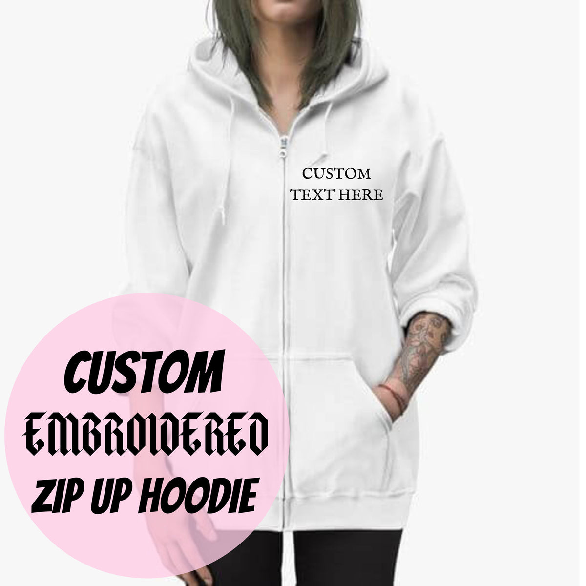 Custom Embroidered Zip Up Hoodie