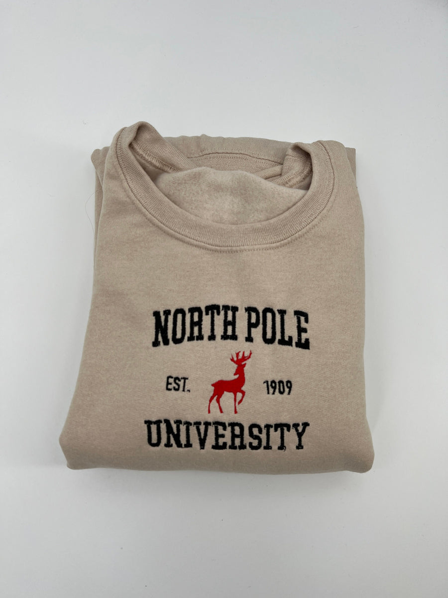 North Pole University Embroidered Crewneck
