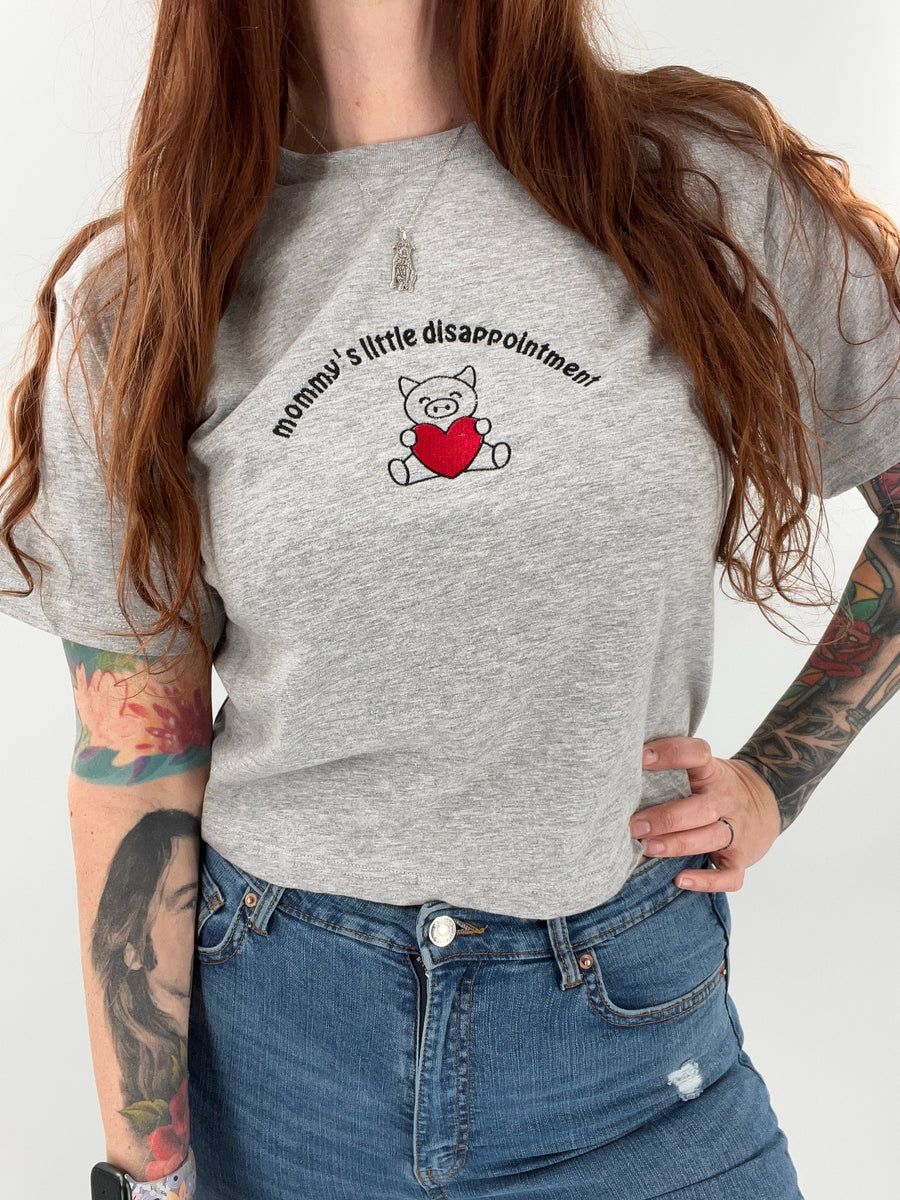 Mommy's Little Disappointment Embroidered Cropped Tee