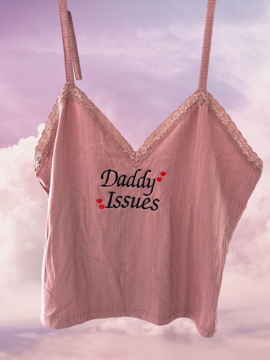 Daddy Issues Eyelet Lace Trimmed Tank