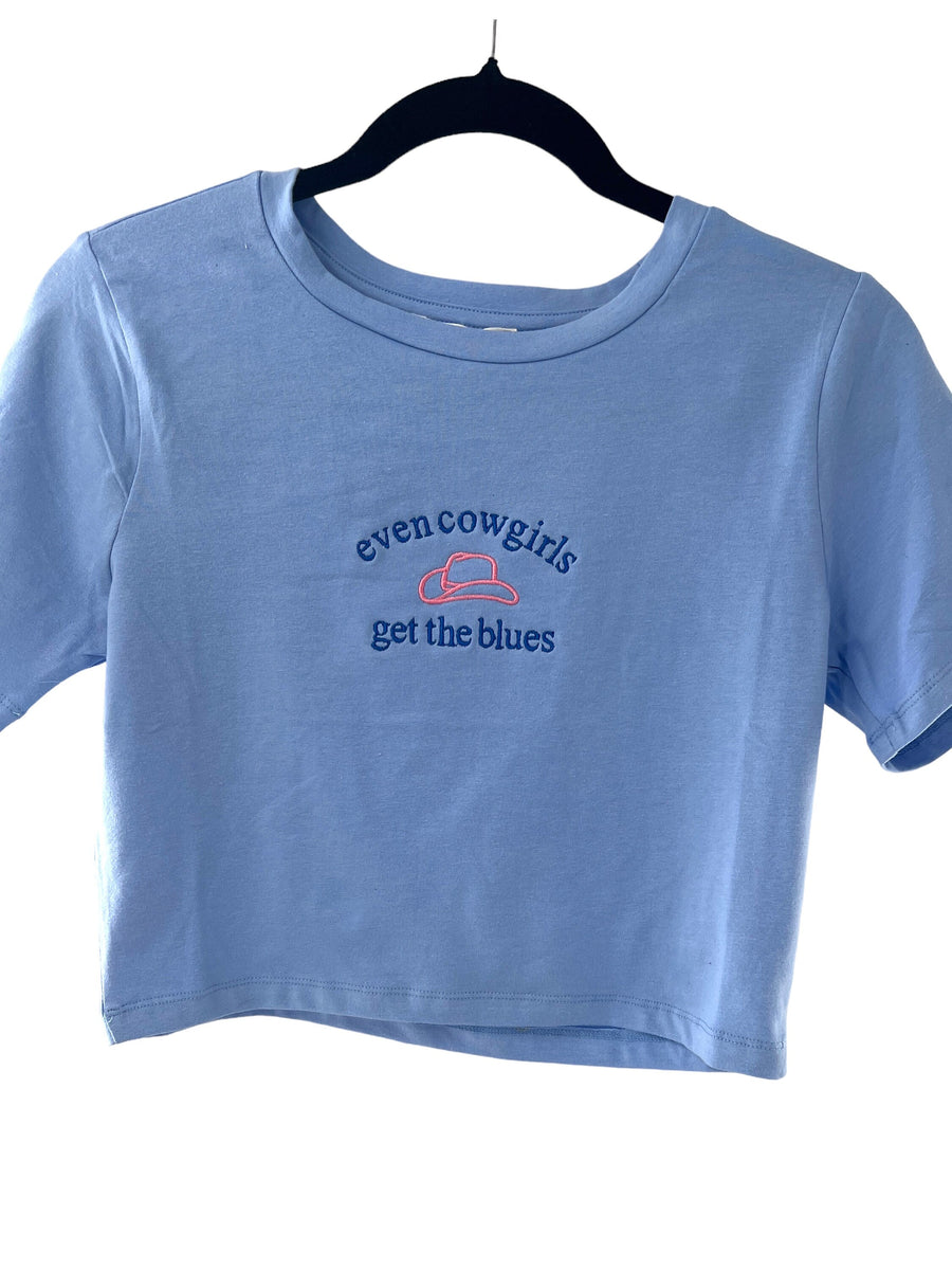 Even Cowgirls Get The Blues Embroidered Crop Top