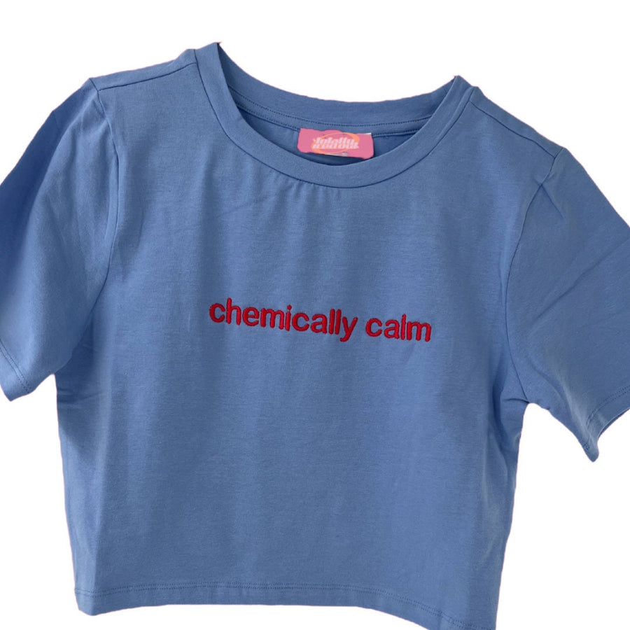 Chemically Calm Embroidered Crop Top