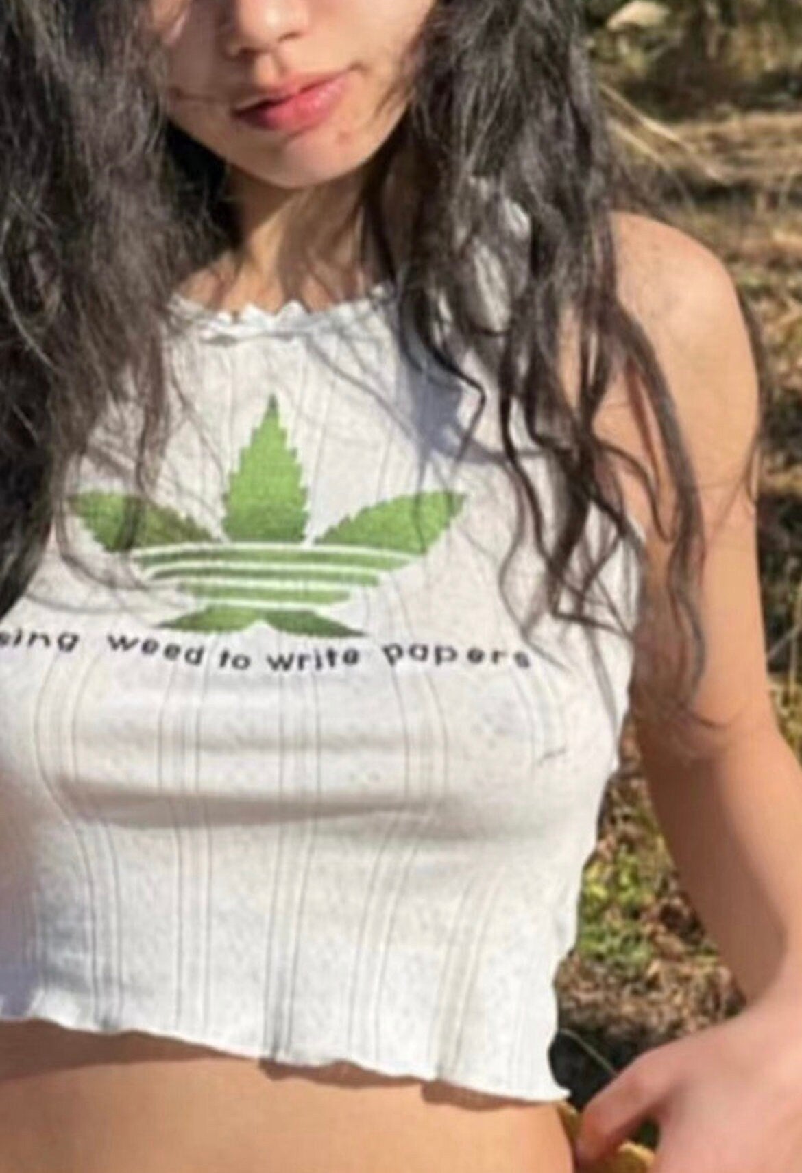Using Weed To Write Papers Eyelet Tank Top
