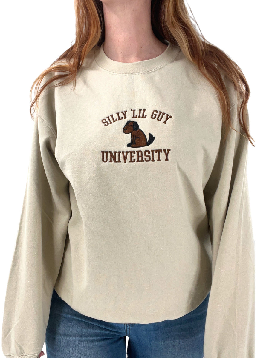 Silly Lil Guy University Unisex Embroidered T-Shirt or Crewneck  Sweatshirt