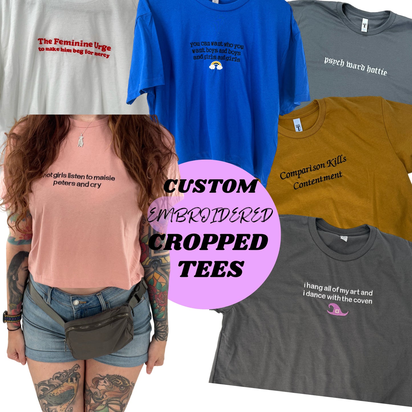 Custom Embroidered Crop Top | Customizable Embroidered Crop Top | Personalized Crop Top | Gift for Her | Custom Edgy Tee | Trendy Gift