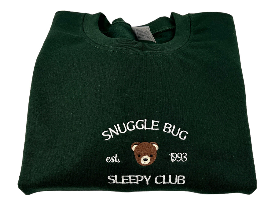Snuggle Bug Sleepy Club Cute Unisex Embroidered T-Shirt or Crewneck Sweatshirt