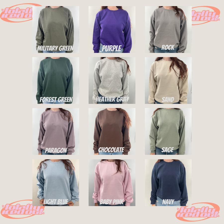 a collage of different colors of sweatshirts