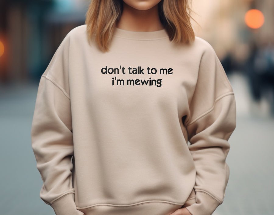 a woman wearing a sweatshirt that says don&#39;t talk to me i&#39;m